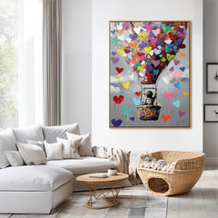 Rising Hearts – Colorful Hot Air Balloon Art Full of Hope