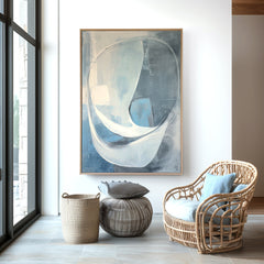 Azure Flow – Minimalist Abstract Blue Oil Painting, Modern Textured Wall Art