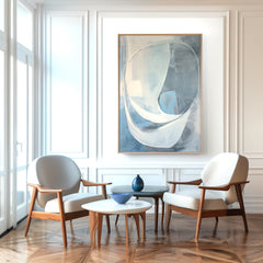 Azure Flow – Minimalist Abstract Blue Oil Painting, Modern Textured Wall Art