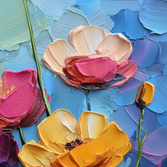 Blooming Rhapsody – Colorful Textured Floral Oil Painting Bold Modern Wall Art