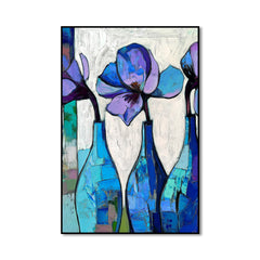 Blue Bottles, Silent Blooms – Floral Wall Art