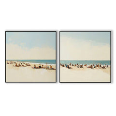Coastal Serenity Diptych – Textured Seascape Oil Painting