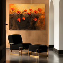 Crimson-Vibrant Red Poppy Flowers Painting – Warm Toned Floral Wall Art