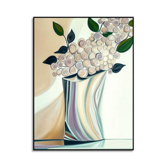 Curves of Bloom – Abstract Round Flower Vase Painting Modern Textured Floral Wall Art