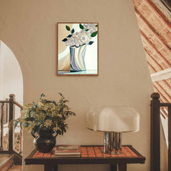 Curves of Bloom – Abstract Round Flower Vase Painting Modern Textured Floral Wall Art
