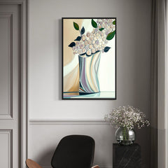 Curves of Bloom – Abstract Round Flower Vase Painting Modern Textured Floral Wall Art