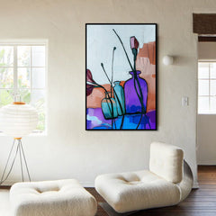 Echo in Glass – Minimalist Floral in Glass Bottles – Abstract Still Life Modern Wall Art