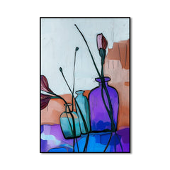 Echo in Glass – Minimalist Floral in Glass Bottles – Abstract Still Life Modern Wall Art