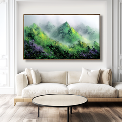 Abstract Mountain Landscape Painting, Textured Wall Art