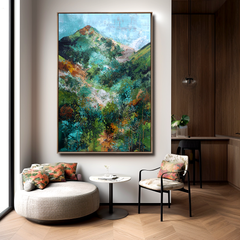 Emerald Peaks – Abstract Mountain Landscape Wall Art