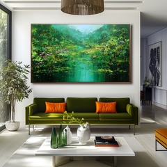 Emerald Reflection – Textured Landscape Wall Art