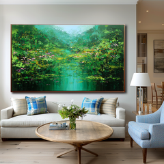 Emerald Reflection – Textured Landscape Wall Art