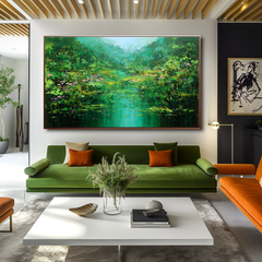 Emerald Reflection – Textured Landscape Wall Art