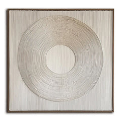 Ethereal Circles-Textured Circular Pattern Framed Wall Art , Minimalist Abstract Decor