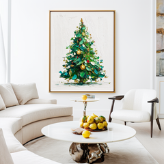 Evergreen Joy – Christmas Tree Oil Painting, Festive Textured Wall Art