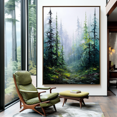 Forest Landscape Oil Painting – Large Nature Wall Art