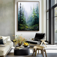 Forest Landscape Oil Painting – Large Nature Wall Art