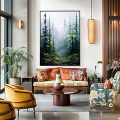Forest Landscape Oil Painting – Large Nature Wall Art
