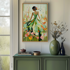 Garden Waltz-Romantic Figurative Oil Painting on Canvas