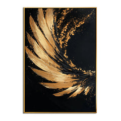 Golden Arc: Impasto Black Gold Abstract Wall Art – Modern Decor for Chic Homes