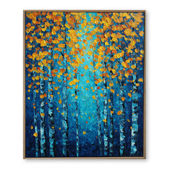 Golden Autumn Forest – Textured Landscape Wall Art
