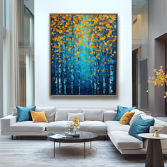 Golden Autumn Forest – Textured Landscape Wall Art