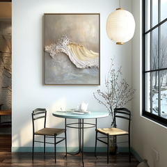 Golden Break – Sculptural Wave Textured Wall Art 3D Textured Abstract Wave Art