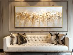Golden Whisper-Neutral Warm Tones Textured Abstract Oil Painting, Modern Wall Art