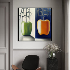 Gravity of Fruit – Abstract Apple Oil Painting Modern Minimalist Wall Art on Canvas