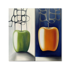 Gravity of Fruit – Abstract Apple Oil Painting Modern Minimalist Wall Art on Canvas