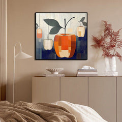 Harvest Geometry – Modern Abstract Fruit Painting Geometric Apple Wall Art