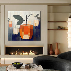 Harvest Geometry – Modern Abstract Fruit Painting Geometric Apple Wall Art