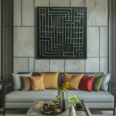 Labyrinth of Serenity-3D Textured Abstract Wall Art, Deep – Textured Geometric Wall Art