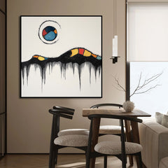 Lunar Veins – Modern Abstract Moon Painting Textured Canvas Art in Black & White