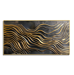 Luxury Black and Gold Textured Abstract Canvas Painting for Modern Decor