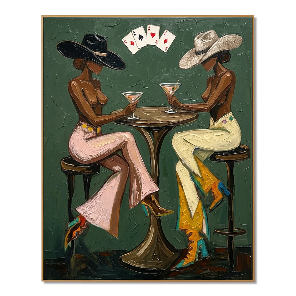 Midnight Cocktail Society – Modern Figurative Wall Art hand-painted wall art