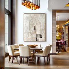 Minimalist Abstract Figure Oil Painting – Textured Neutral Wall Art