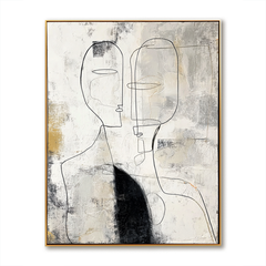 Minimalist Line Art Oil Painting – Modern Abstract Wall Decor