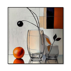 Modern Still – Modern Abstract Still Life Painting Glass Vase and Orange Wall Art