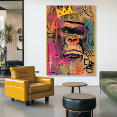 Muted Crown – Contemporary Gorilla Portrait Oil Painting