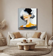 Muted Muse – Abstract Textured Woman Portrait Canvas for Modern Wall Art Decor