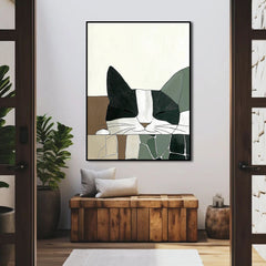 Nap Time – Abstract Sleeping Cat Wall Art Minimalist Pet-Themed Decor
