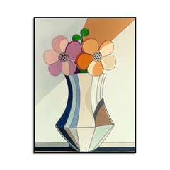 Petal Geometry – Geometric Abstract Flower Vase Painting Modern Floral Wall Art
