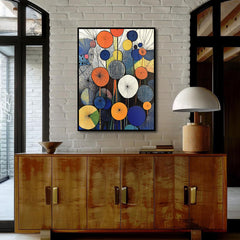 Retro Bloom – Geometric Abstract Circle Painting Colorful Modern Wall Art
