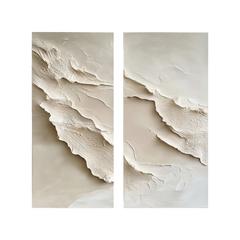 Serene Layers: Textured Diptych – Textured Seascape Oil Painting