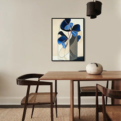 Silent Contour – Modern Abstract Blue Floral Art Sculptural Line Vase Painting