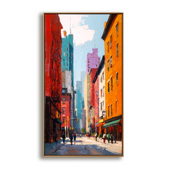 Sunlit Streets – Abstract City Street Oil Painting on Canvas