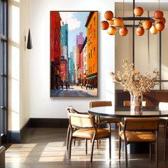 Sunlit Streets – Abstract City Street Oil Painting on Canvas
