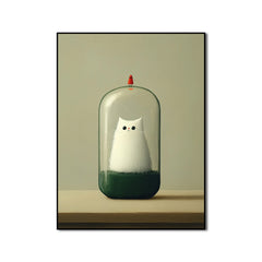 Time Capsule Cat – Surreal Minimalist Cat in Glass Dome Conceptual Animal Art Print