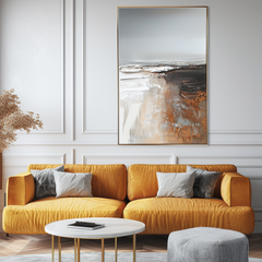 Timeless Horizons – Brown Abstract Textured Painting, Modern Artwork
